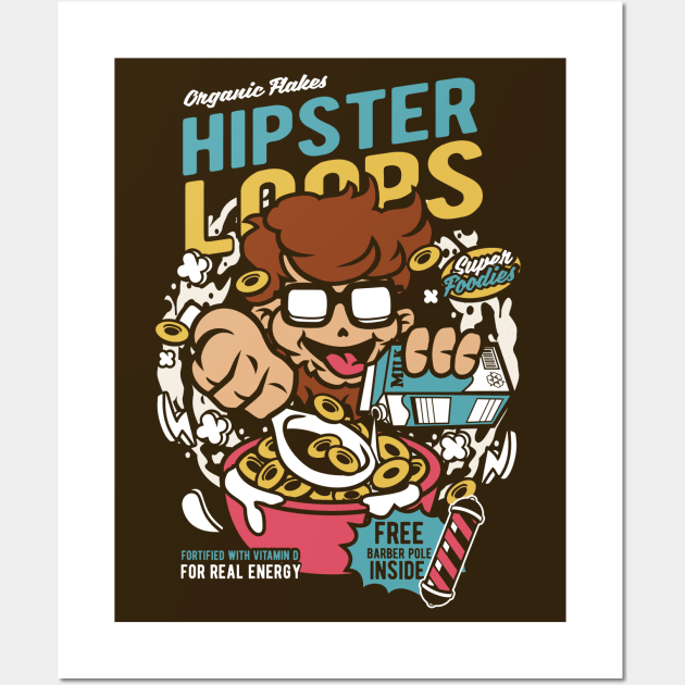 Retro Cartoon Cereal Box // Cereal Hipster Loops // Funny Vintage Breakfast Cereal Wall Art by SLAG_Creative